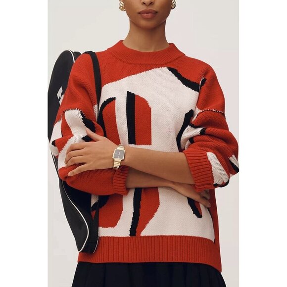 NWT Size XL - Anthropologie Oversized Graphic Monogram Sweater (NWT US$ 158) - Picture 6 of 16